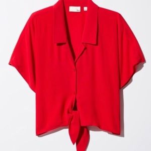 Red Wilfred Free Button Down Top with Ties (Small)